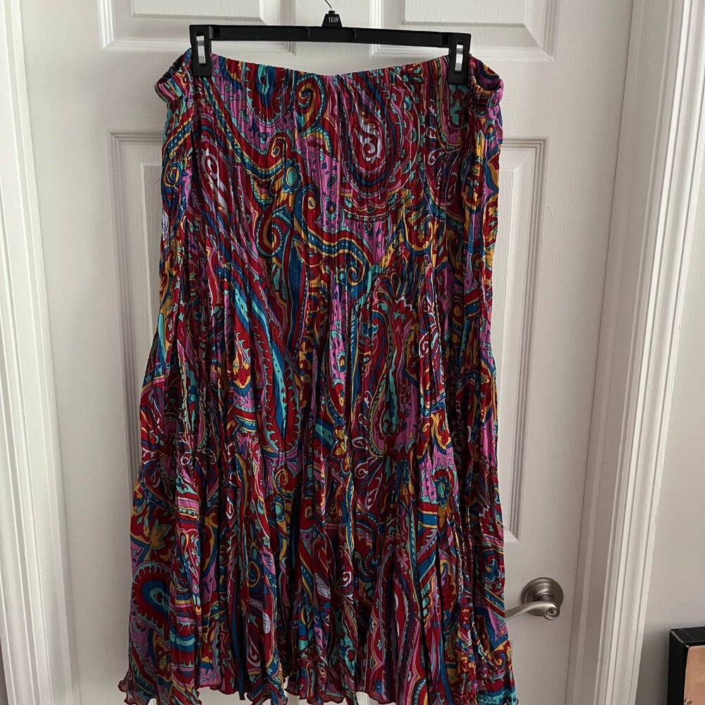 Plus Size Denim 24/7 Pink Multicolor Boho Maxi Peasant Skirt